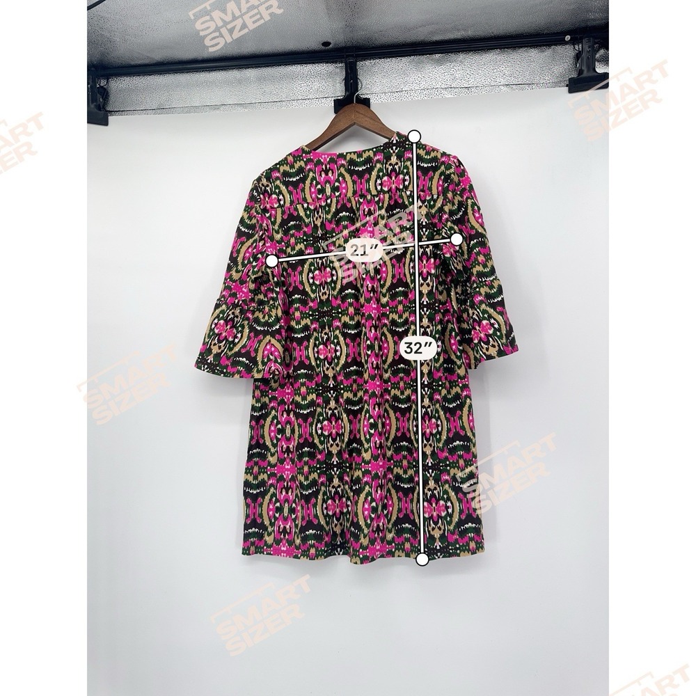 Jude Connally M Pink Dress Geometric Tunic Bell Sleeve Abstract Mod Artsy USA - Picture 10 of 10